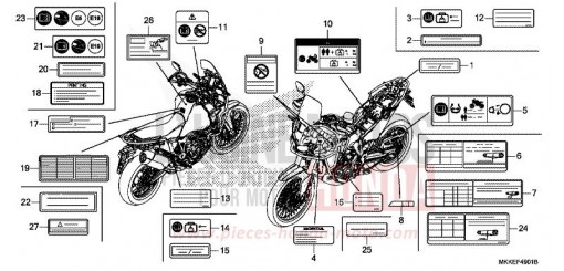 ETIQUETTE DE PRECAUTIONS (CRF1000A2/AL2/D2/DL2) CRF1000D2K de 2019